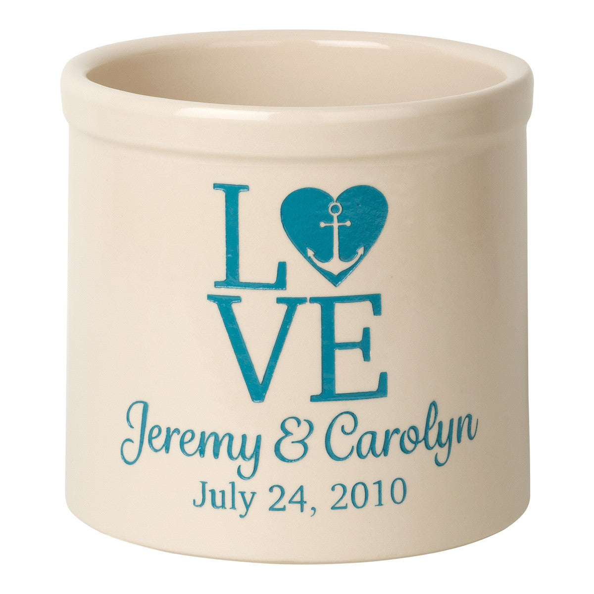 Love Anchor Personalized Crock - Sea Blue