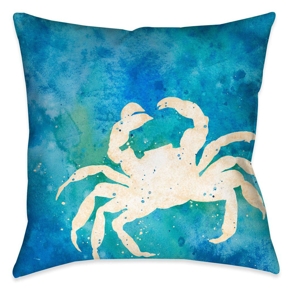 Watercolor Waves Crab 20 x 20 Outdoor Pillow