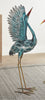 Sea Blue Metal Crane Statue - Looking Up