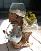 Teakwood Tiered Glass Planter - OUT OF STOCK UNTIL 07/14/2026