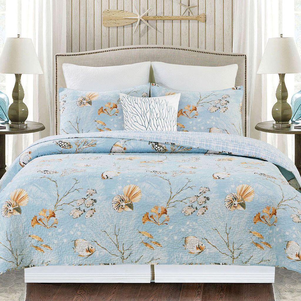 Undersea Impressions Quilt Bed Set - Twin