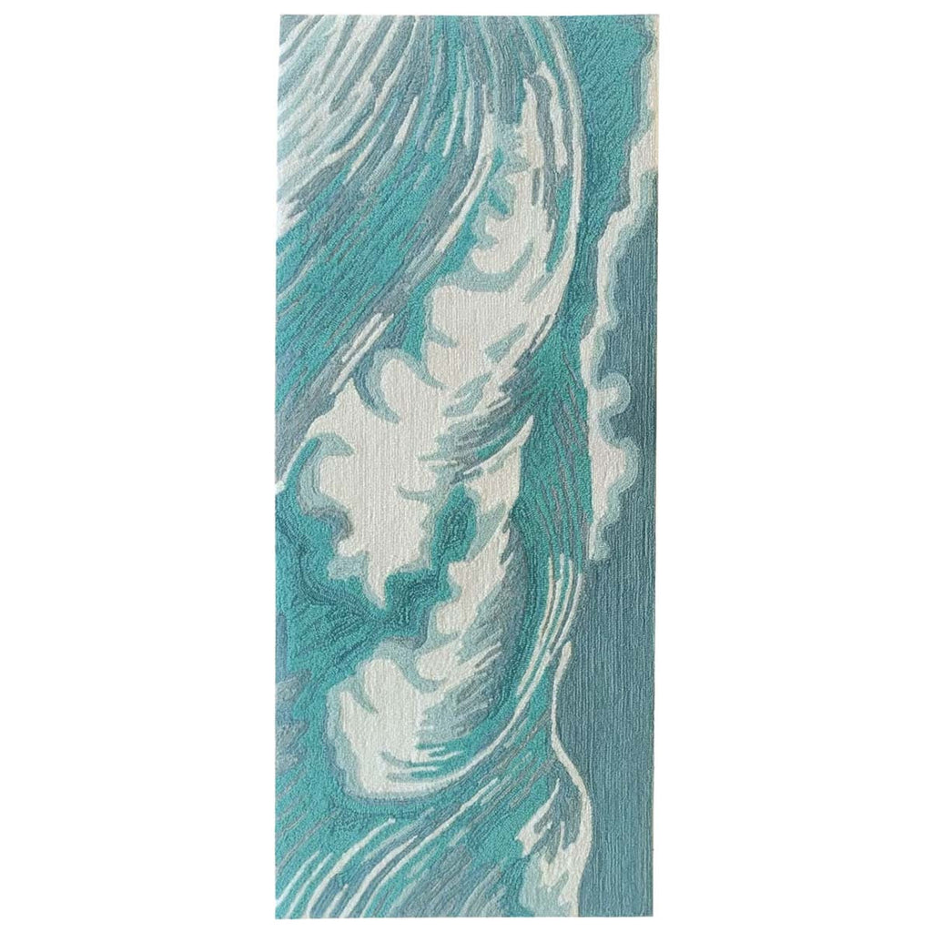 Coastline Curl Turquoise Indoor/Outdoor Rug - 2 x 5