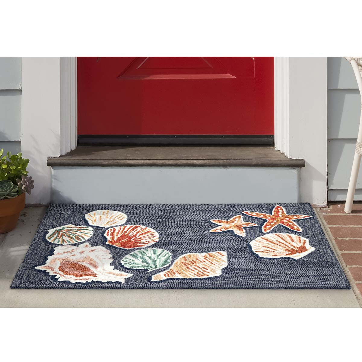 Beach Shells Denim Indoor/Outdoor Rug - 2 x 3