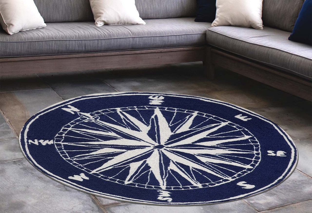 Ocean Explorer Navy Compass Rug - 3 Ft. Round