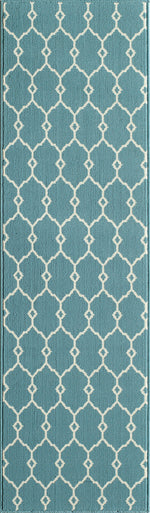 Baja Latticework Blue Rug - 2 x 8