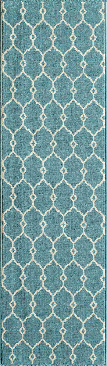 Baja Latticework Blue Rug - 2 x 8