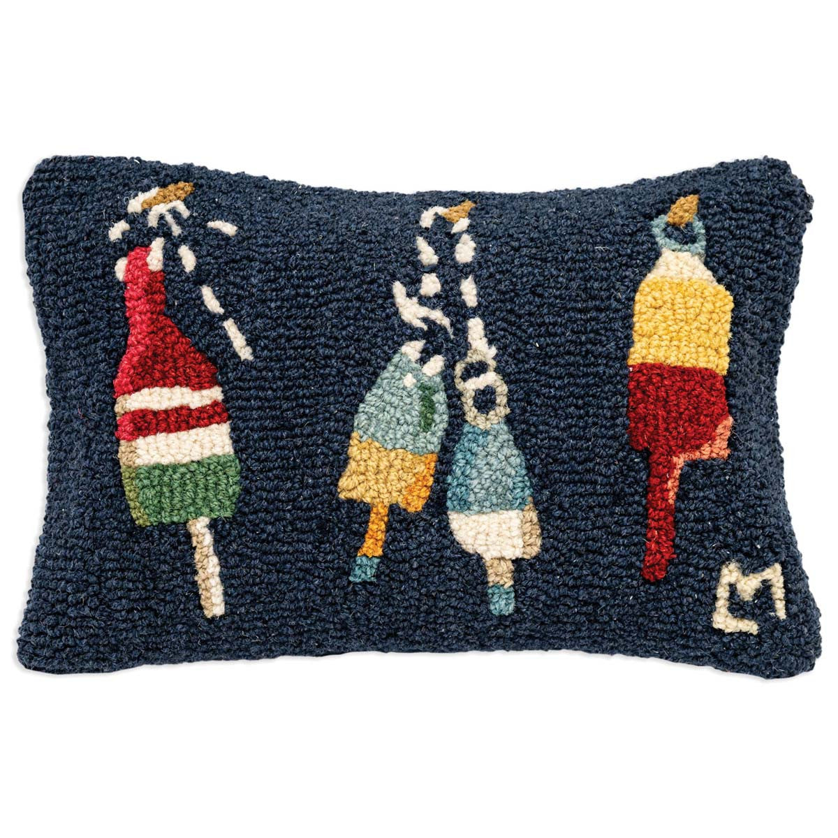 Colorful Buoys Hooked Pillow 12 x 18