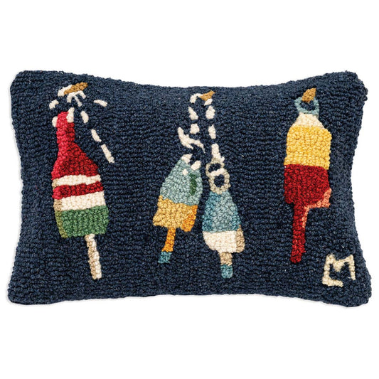 Colorful Buoys Hooked Pillow 12 x 18