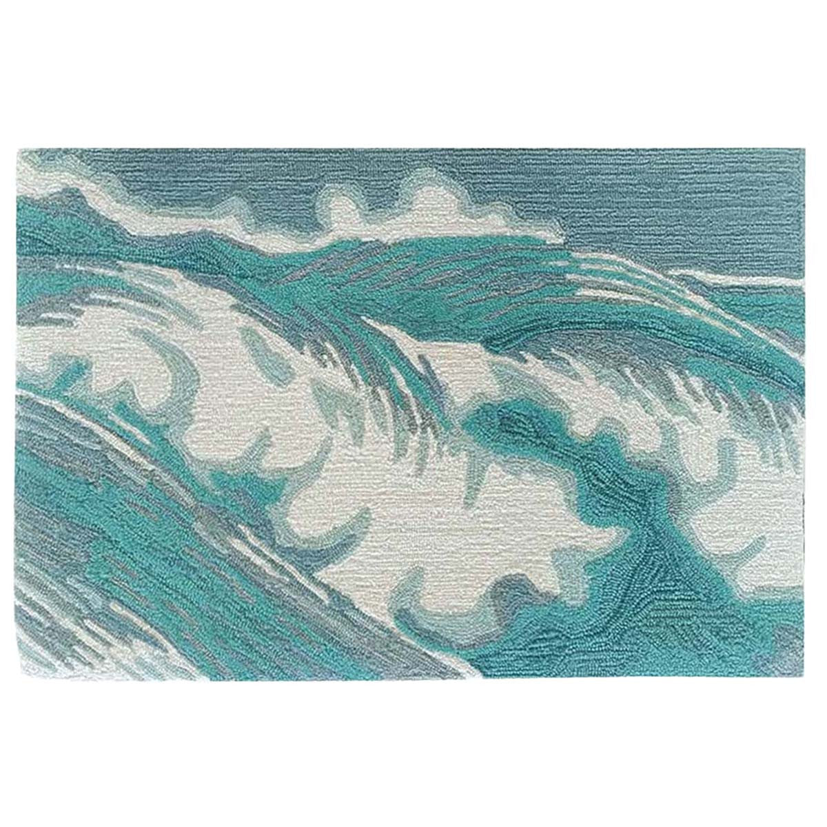Coastline Curl Turquoise Indoor/Outdoor Rug - 3 x 4