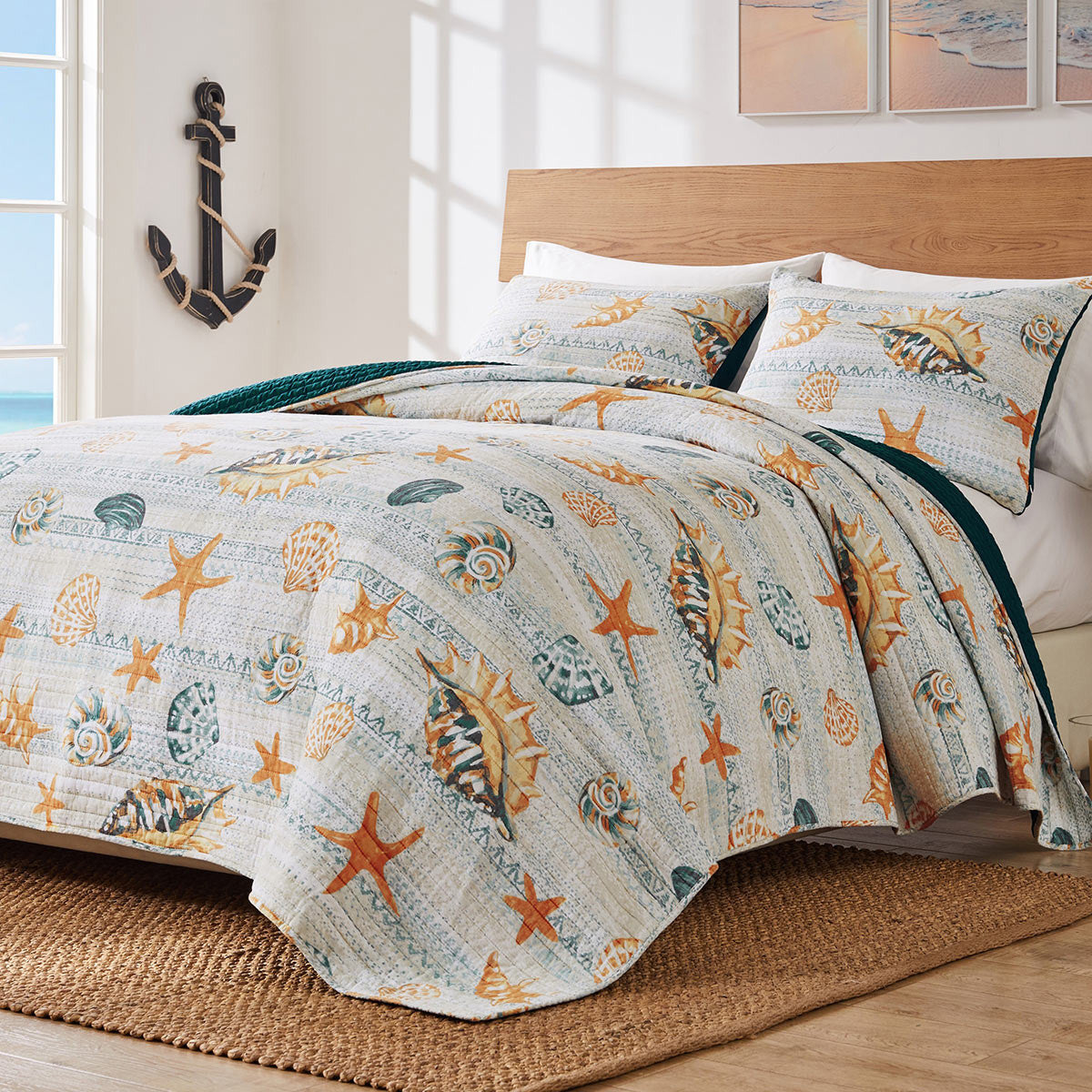 Jade Beach Quilt Bed Set - Full/Queen