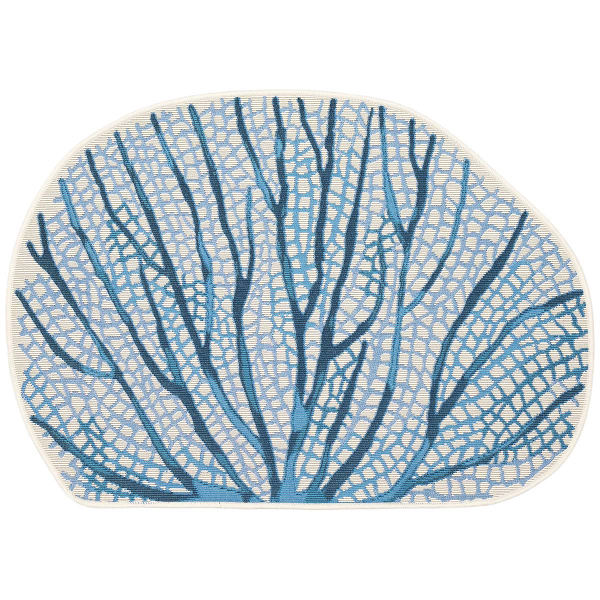 Coral Fan Navy Indoor/Outdoor Rug - 2 x 3 - OUT OF STOCK UNTIL 08/19/2026