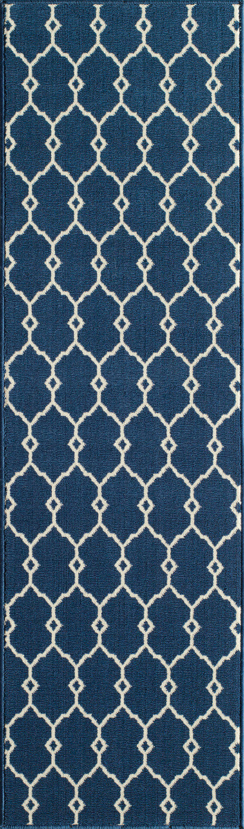 Baja Latticework Navy Rug - 2 x 8