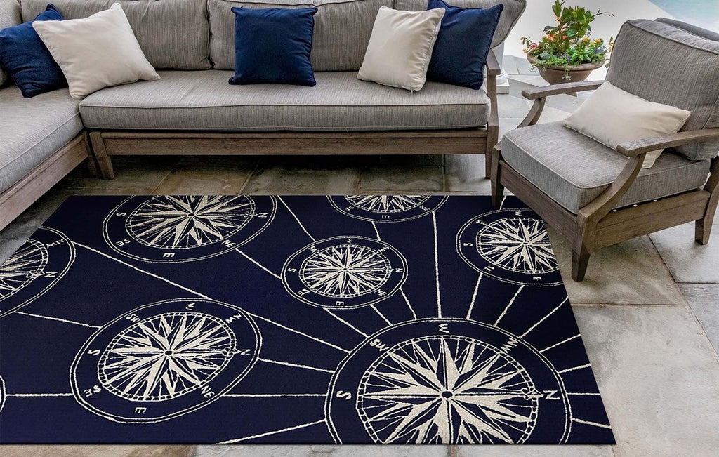 Ocean Explorer Navy Compass Rug - 5 x 8