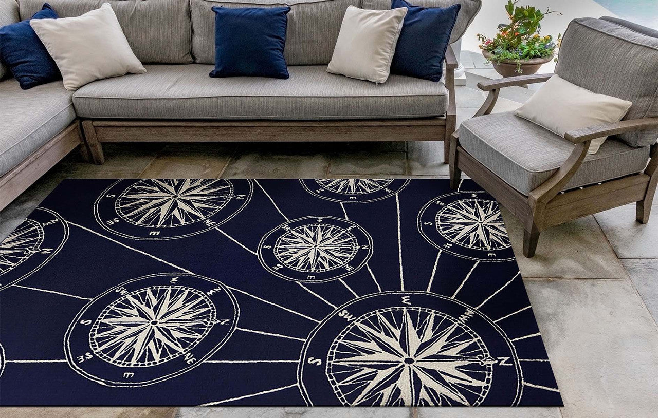 Ocean Explorer Navy Compass Rug - 5 x 8