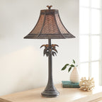 Palm Tree Table Lamp with Rattan Shade