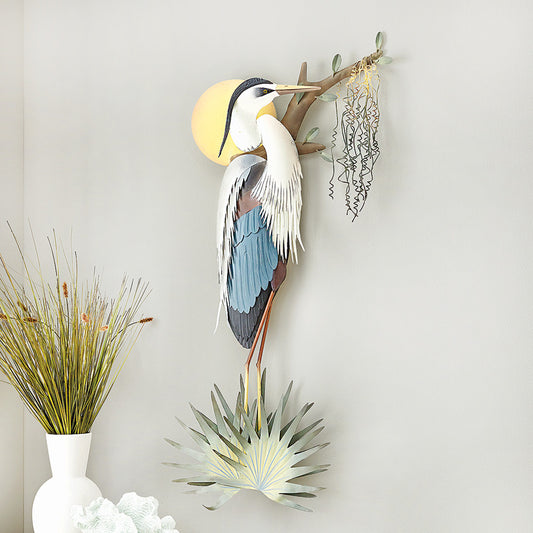 Heron at Sunrise Metal Wall Art
