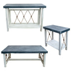 Mariner's Table Set with Rectangular End Tables & Navy Top (4pcs)