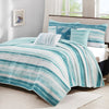Blue Tide 6 Piece Quilt Bed Set - Full/Queen