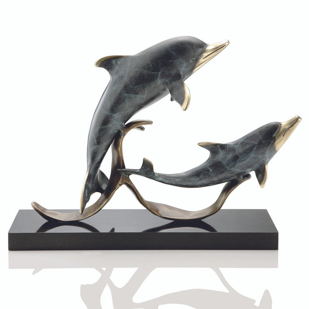 Playful Dolphin Duo Sculpture