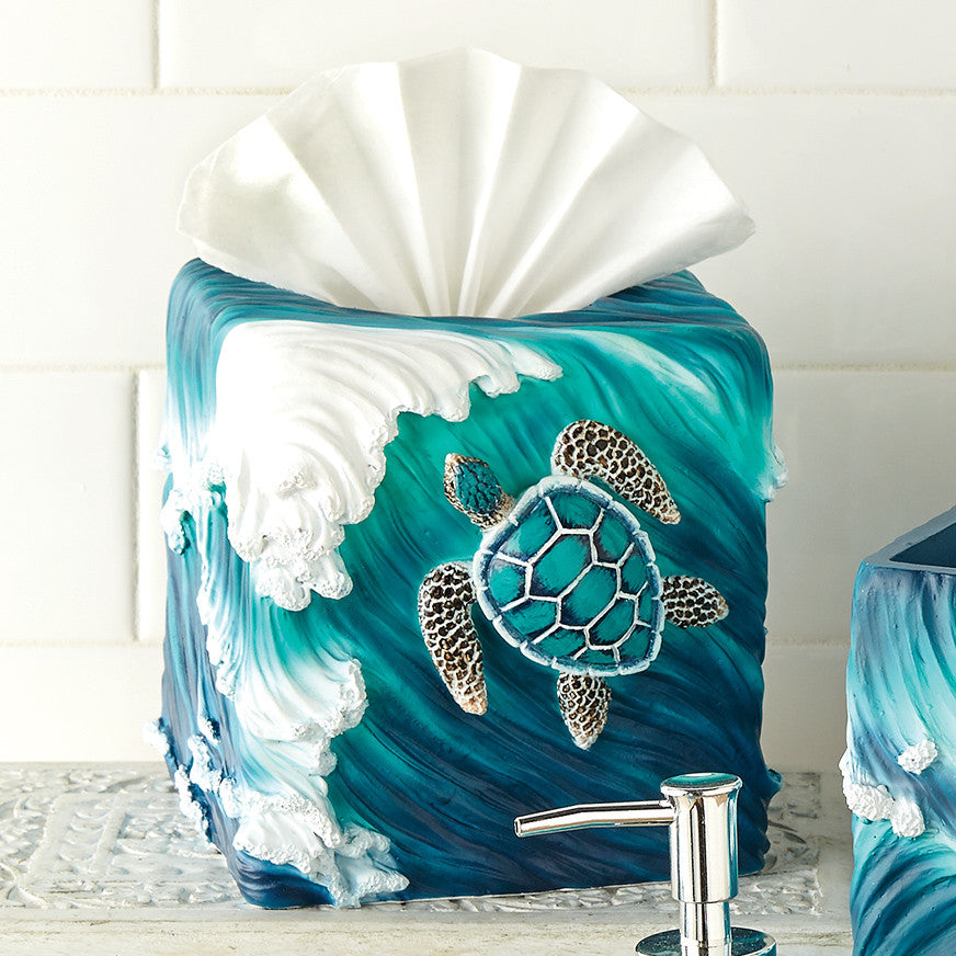 Blue Sea Turtle Tissue Box