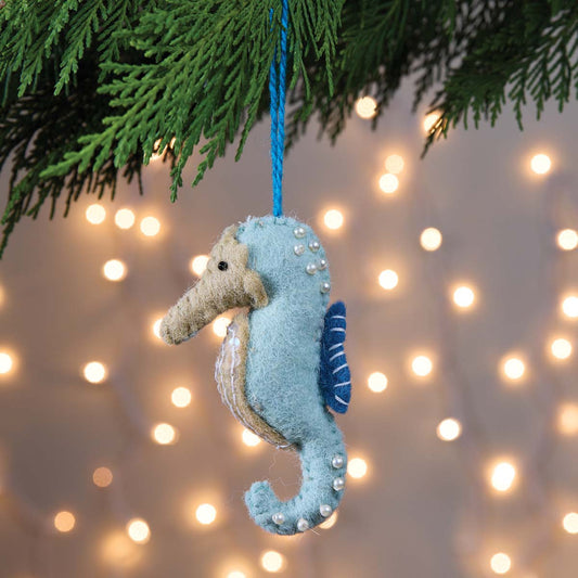 Oceanic Seahorse Felt Ornaments - Set of 4