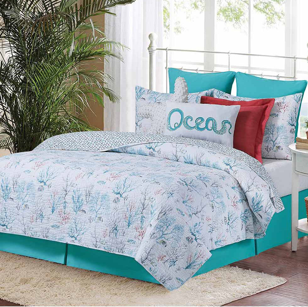 Coral Ocean Quilt Bed Set - King