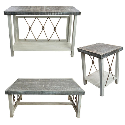 Mariner's Table Set with Square End Tables & Gray Top (4pcs)
