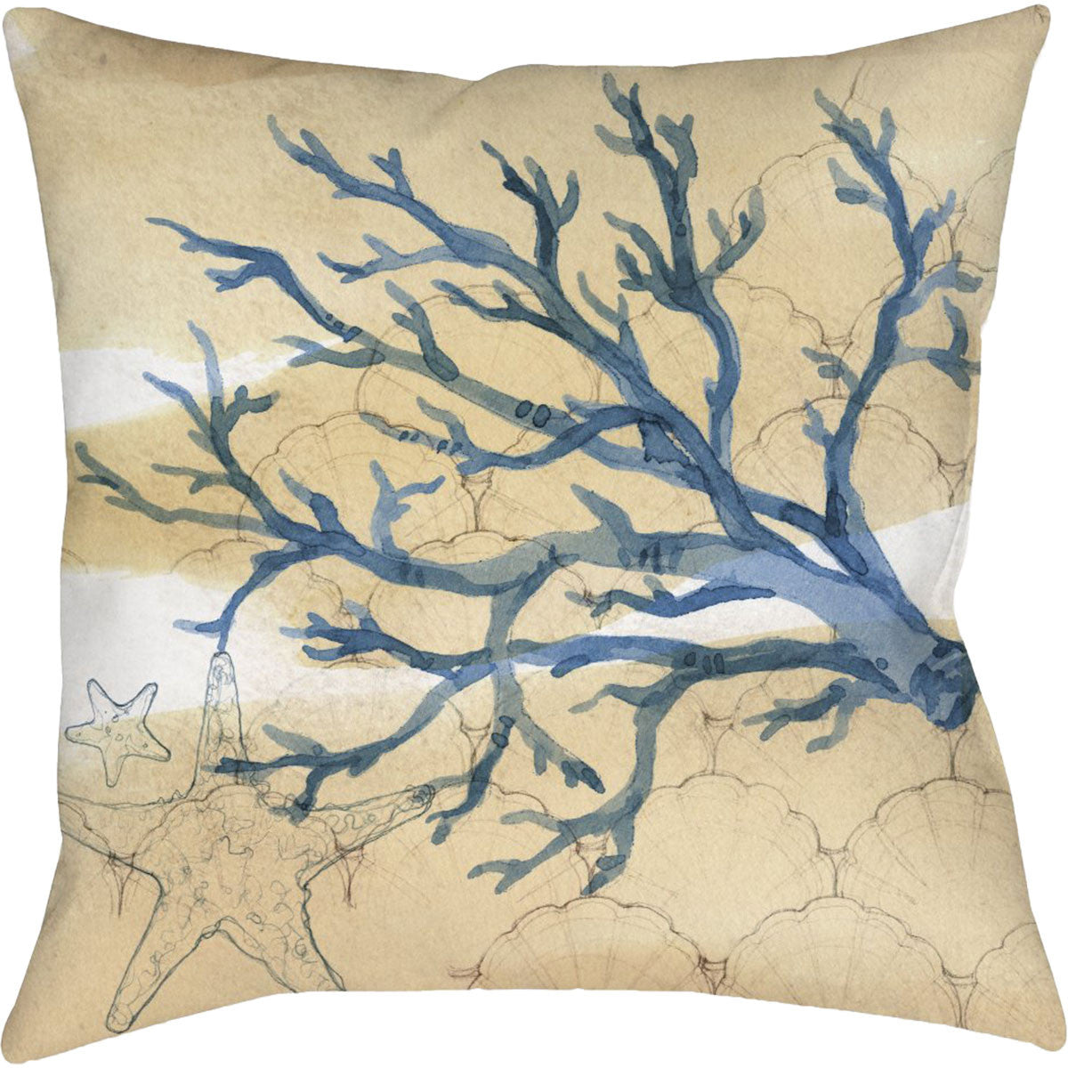 Coral & Scallop Outdoor Pillow