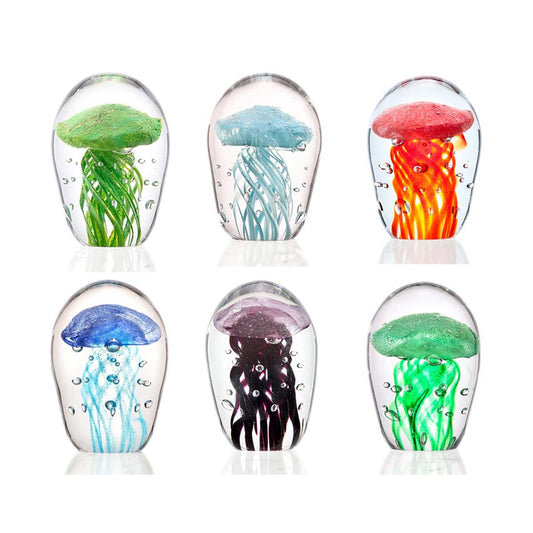 Mini Rainbow Jellyfish Art Glass - Set of 6