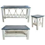 Marina Blue Table Set with 17-Inch Square End Tables (4pcs)
