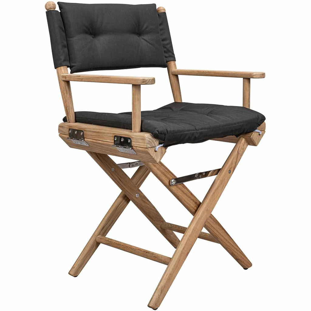 Teak Director's Chair with Black Cushioned Seat Cover