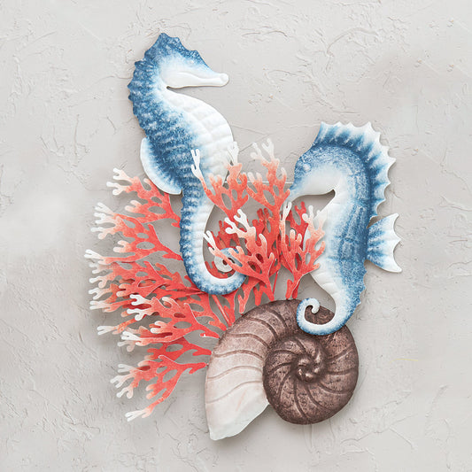 Serene Seahorses & Coral Metal Wall Art - CLEARANCE