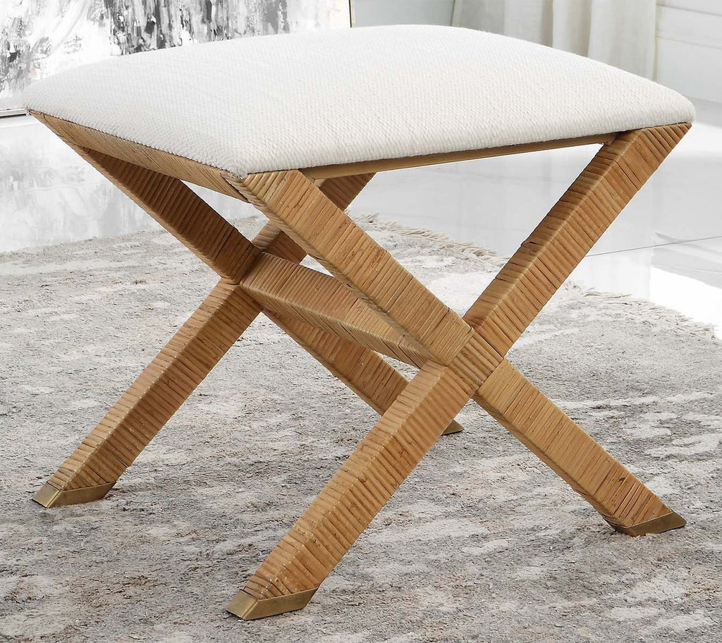 Nautical Rattan Bench