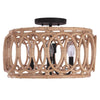 Natural Rattan Semi Flush Mount Light