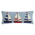 Nautical Trio Sailboat Hooked Pillow - SALE