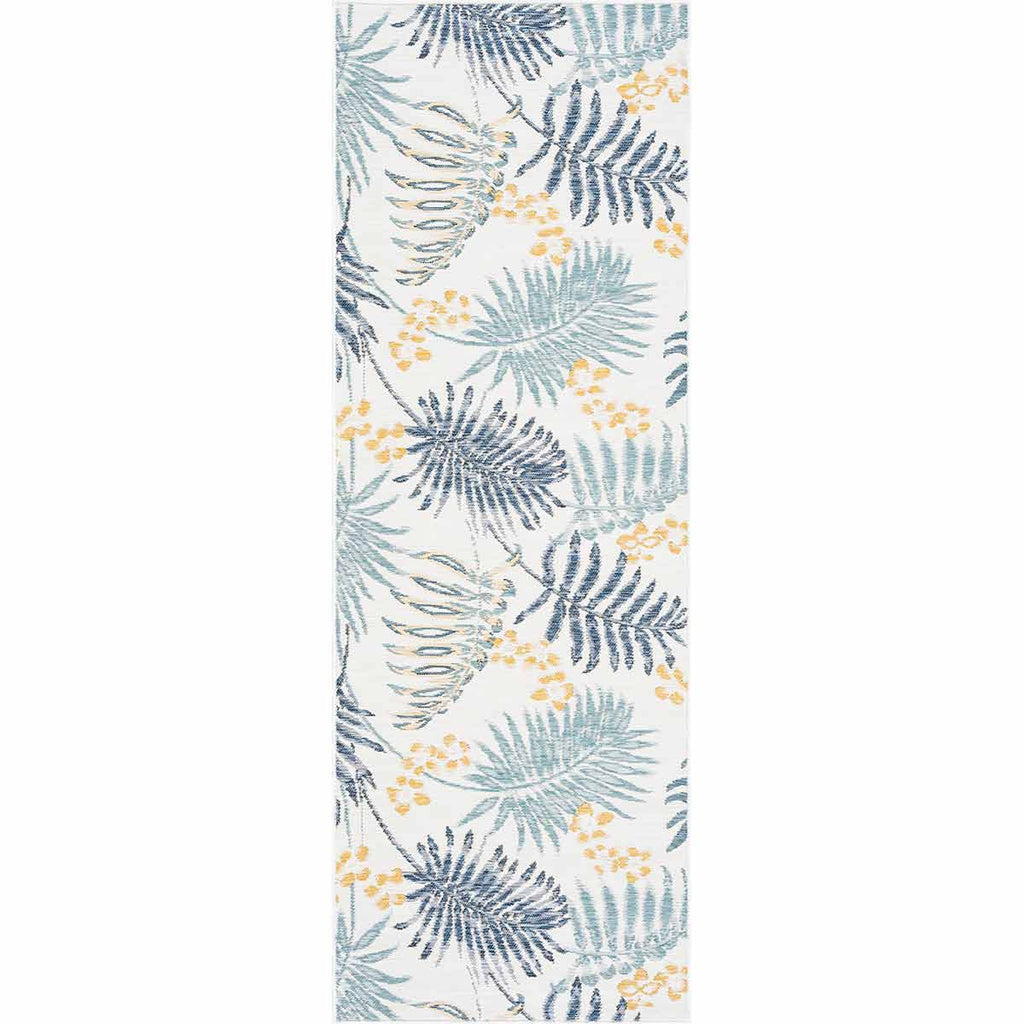 Palm Island Blue & Gold Indoor/Outdoor Rug - 2 x 8