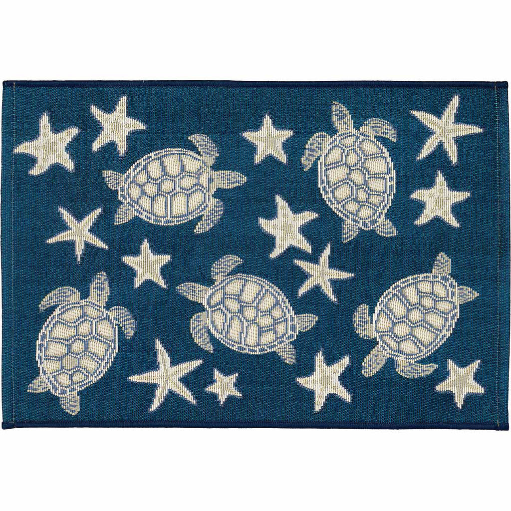 Navy Turtle Stars Rug - 2 x 3