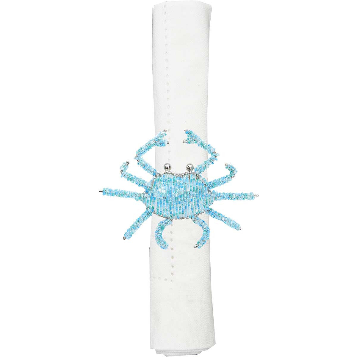 Beaded Blue Crab Napkin Rings - Set of 6 - OUT OF STOCK UNTIL 10/27/2026