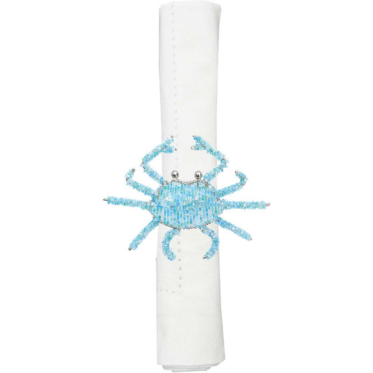 Beaded Blue Crab Napkin Rings - Set of 6 - OUT OF STOCK UNTIL 10/27/2026