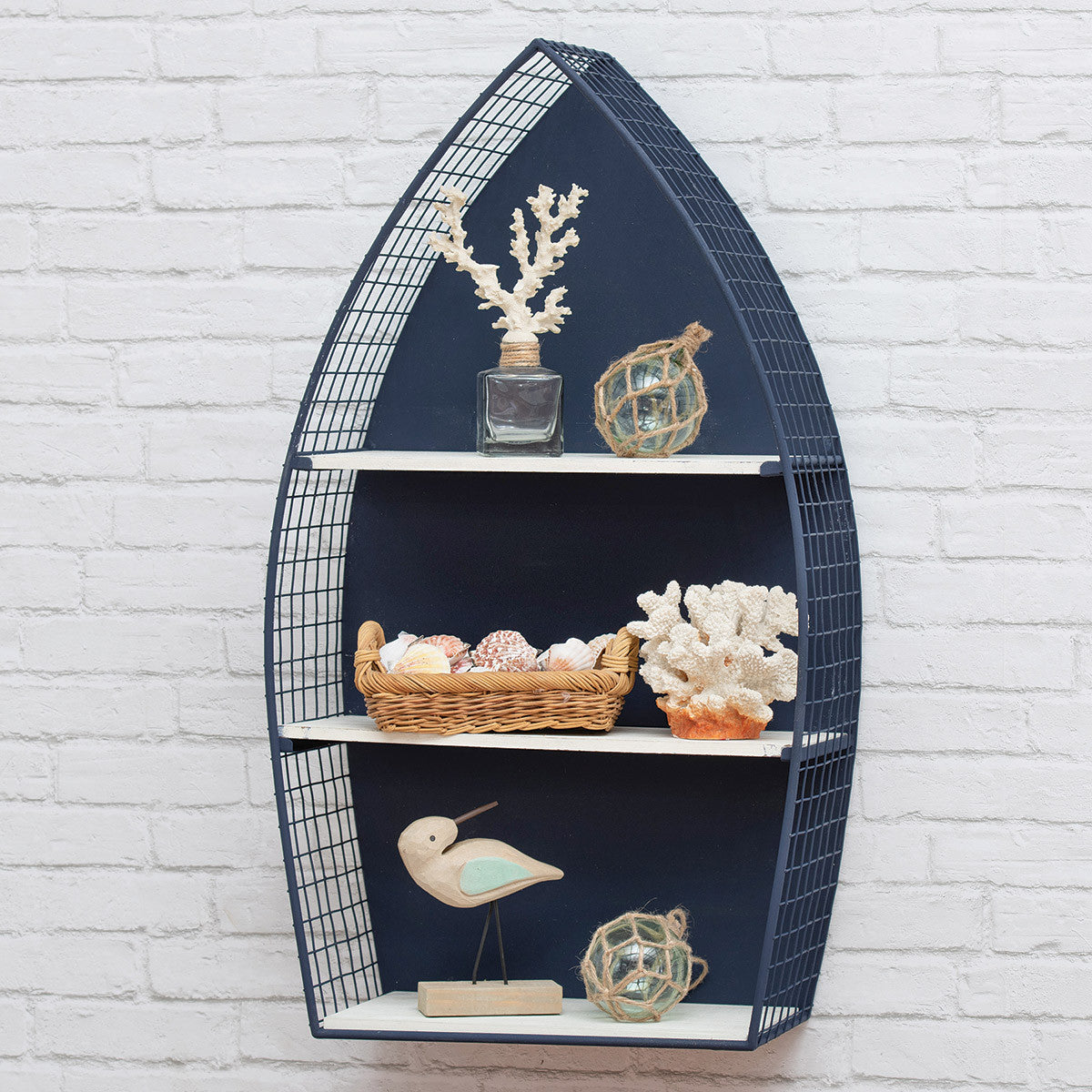 Nautical Blue Metal Boat Shelf