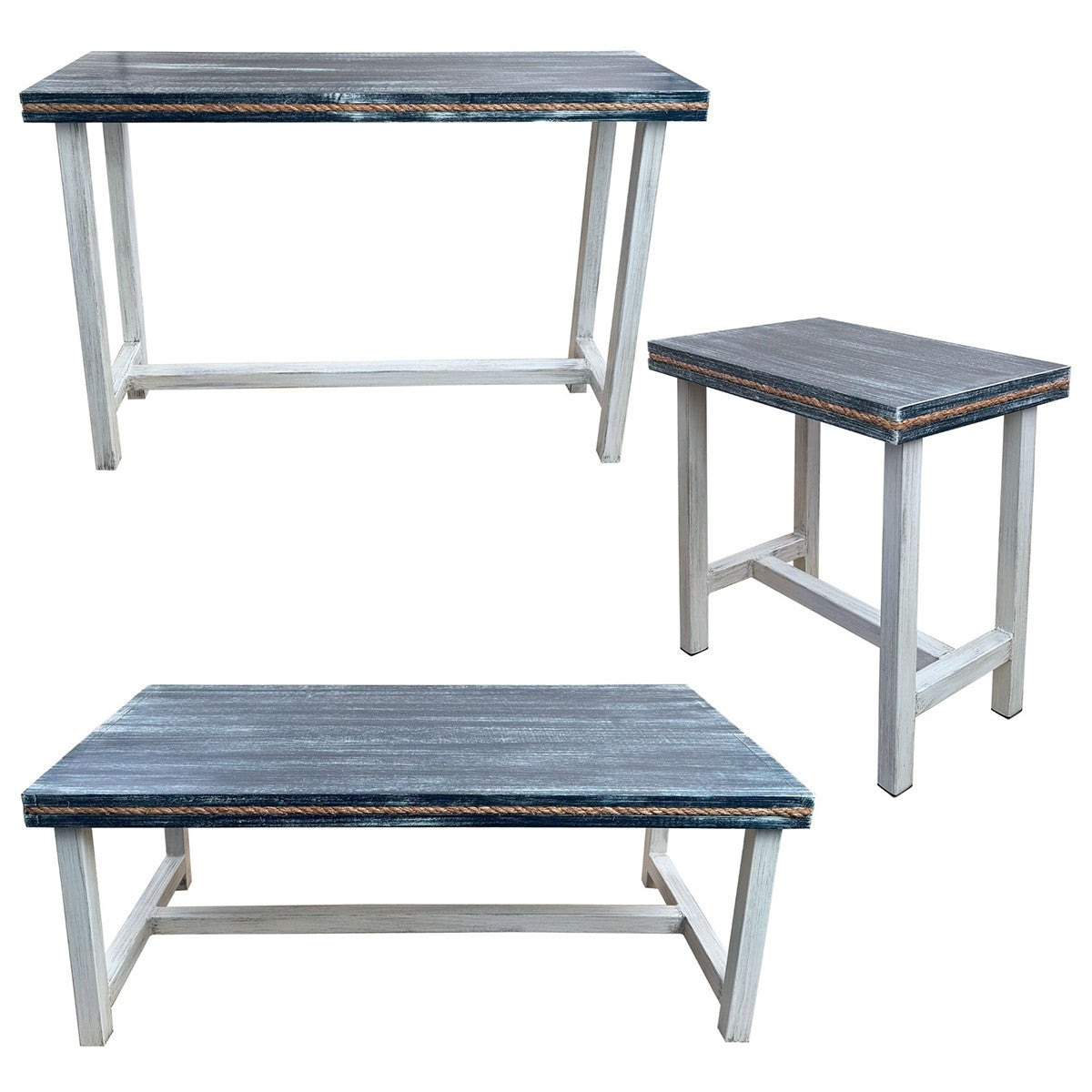 Bow Line Table Set with Rectangular End Tables (4pcs)