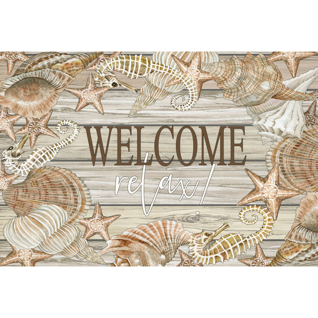 Seashell Welcome Outdoor Rug - 3 x 5