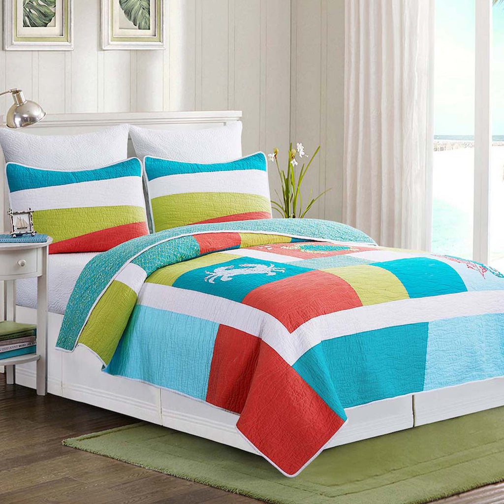 Coastal Blocks Quilt Set - King