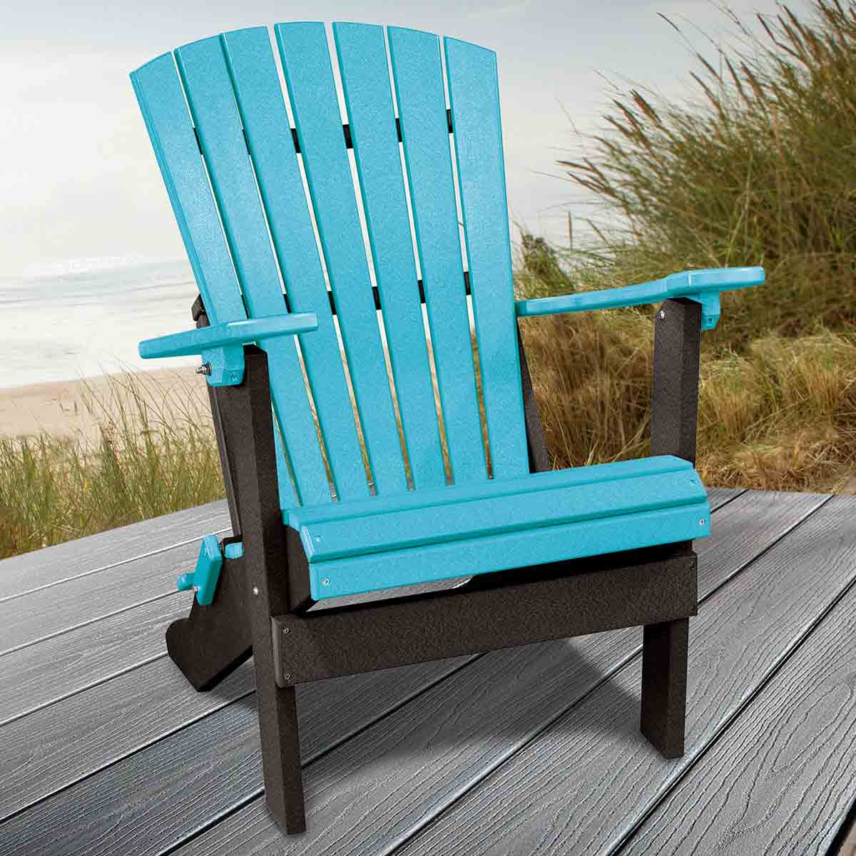 Bayside Adirondack Folding Chair - Aruba Blue & Black - OUT OF STOCK UNTIL 07/08/2026