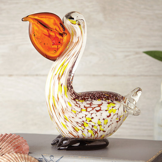 Pelican & Fish Art Glass Figurine - OUT OF STOCK