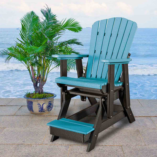 Bayside Adirondack Balcony Glider - Aruba Blue & Black - OUT OF STOCK UNTIL 07/08/2026