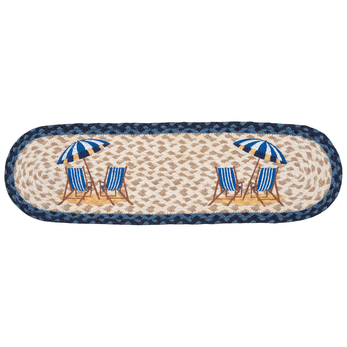 Navy Beach Chair Oval Stair Tread -Set of 2