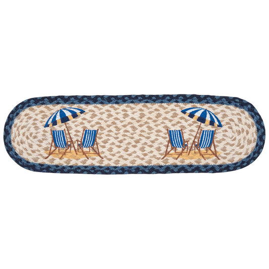 Navy Beach Chair Oval Stair Tread -Set of 2
