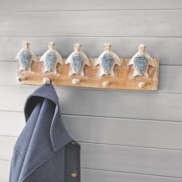 Sea Turtles Wood Wall Hooks/Rack