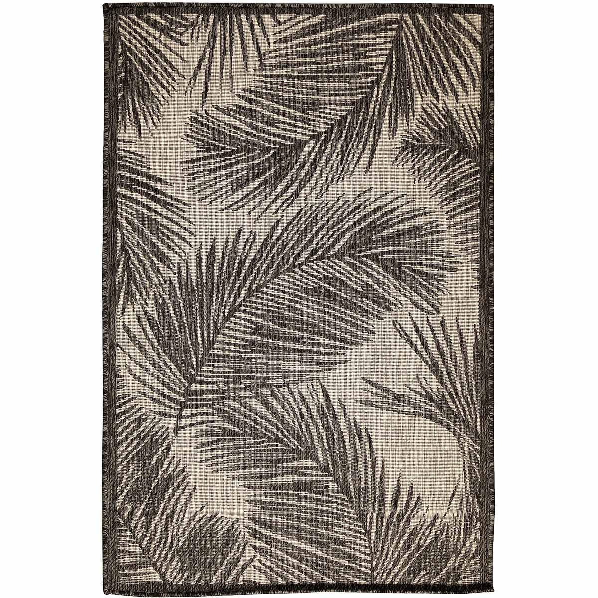 Hermosa Fronds Black Indoor/Outdoor Rug - 8 Ft. Square